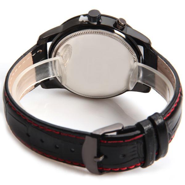 Curren Quartz Black Watch with Leather Band (Round 4.7cm Dial) - Unisex